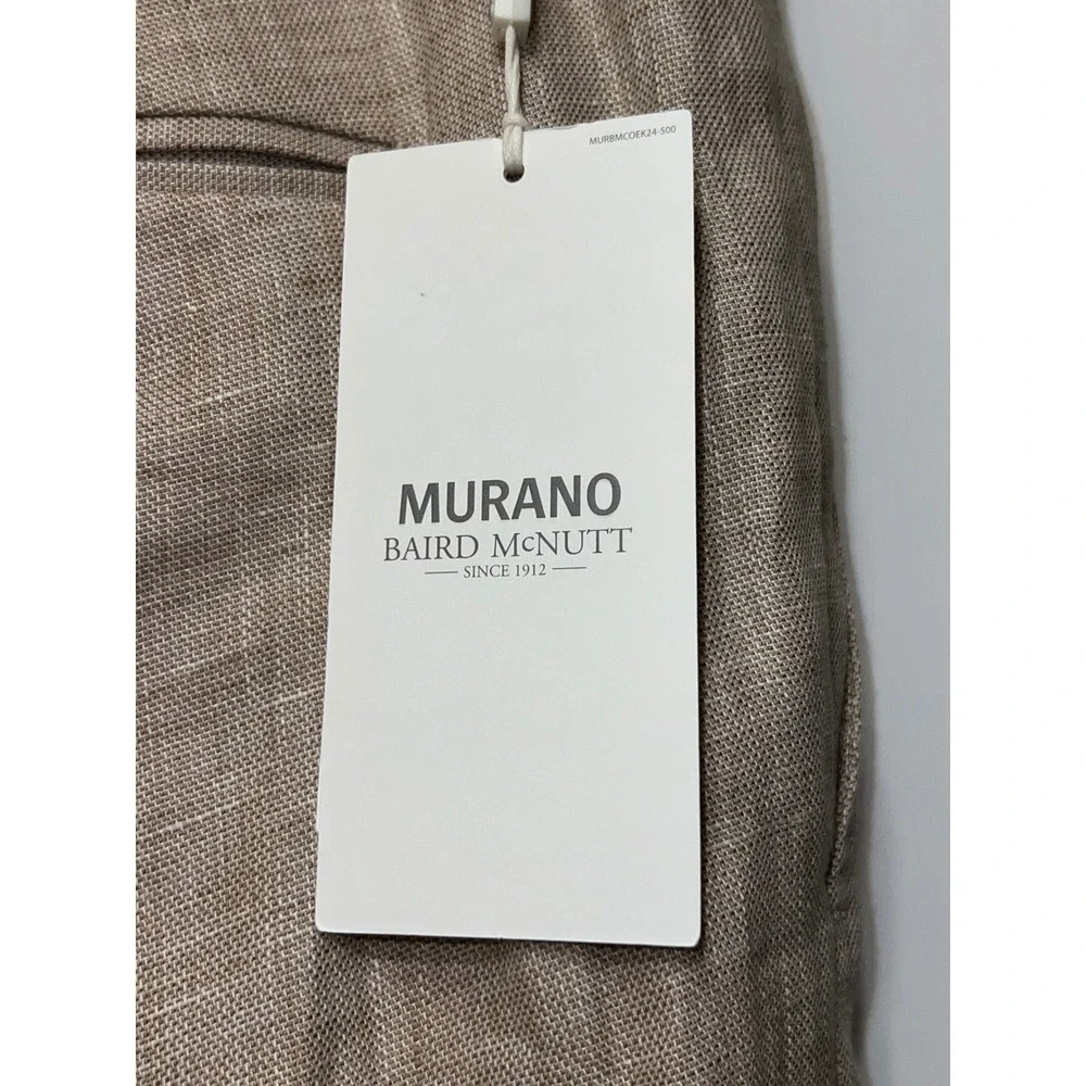 NWT Murano Big Man Zac Classic Fit Baird McNutt Linen Pants 48x30 Tan Cuffed